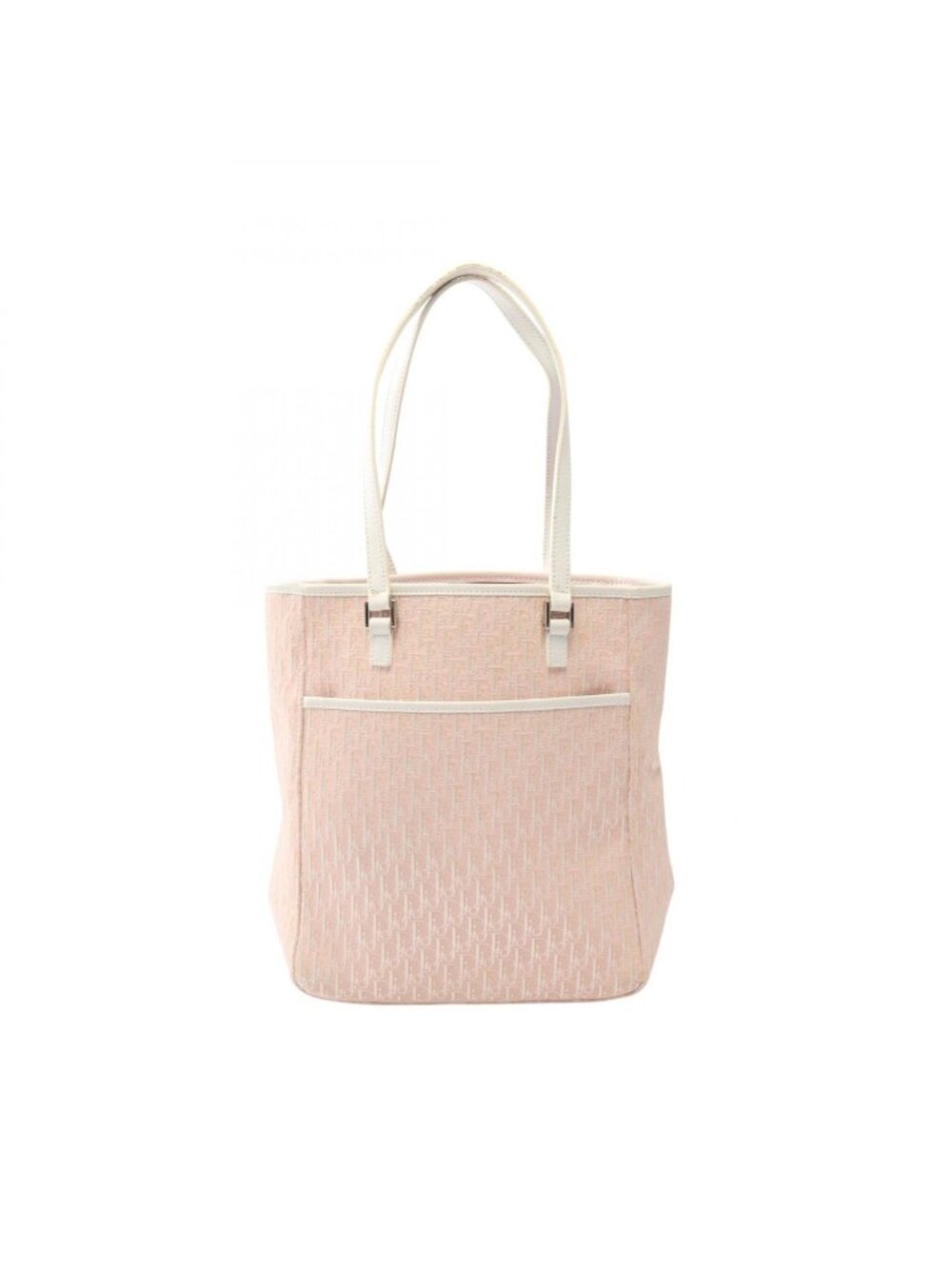 Dior Tote Trotter Pink White Canvas Leather